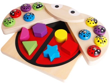 DREWNIANA UKŁADANKA SORTER KLOCKI MONTESSORI