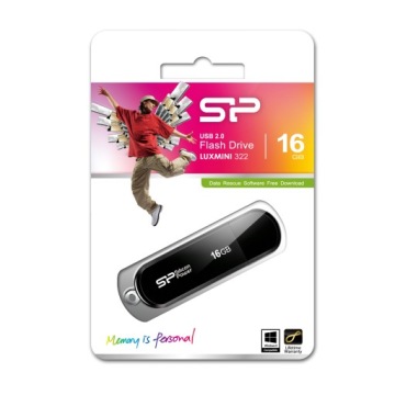 Silicon Power 16GB LuxMini 322 16GB, USB 2.0, черный