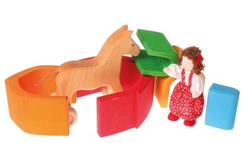 Деревянные блоки для детей красочные 5 эль. Дом FSC 1+ Grimms