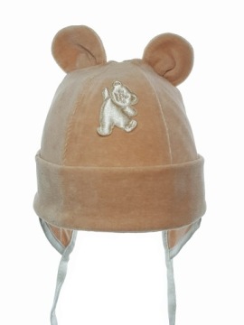 ШАПКА МЕДВЕЖКА, ВЕЛЮР, ШАПКА НА ЗАВЯЗКЕ, 1-3 МЕСЯЦА, 14 ЦВЕТОВ