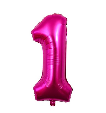 BALON FOLIOWY CYFRA 1 CIEMNY RÓŻOWY DUŻY XXL 100cm