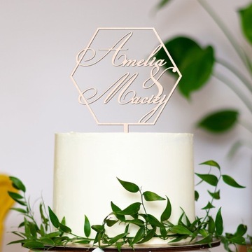 Topper Wedding Wedding Hexagon Hexagon 2 имена на