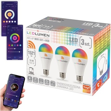 Żarówka LED E27 15W=100W 1521lm RGB CCT Ściemnialna WIFI TUYA SMART LIFE