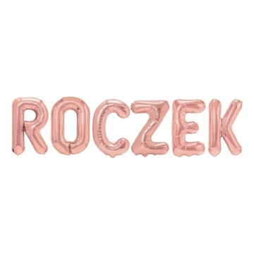 BALONY FOLIOWE NAPIS ROCZEK URODZINY ROSE GOLD