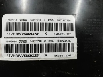 AIRBAG SEDADLO LEVÝ ULOŽENÍ CITROEN DS3 FACELIFT 9802247780 208