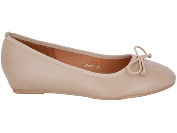 WYGODNE BALERINY NA KOTURNIE 2 CM BUTY BEŻ 40
