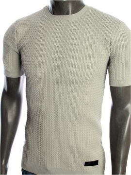 RIVER ISLAND Koszulka męska fajna faktura design mocno elastyczna r. M