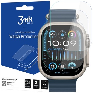 ZESTAW 3x SZKŁO HYBRYDOWE 3MK WATCH NA EKRAN DO APPLE WATCH ULTRA / ULTRA 2