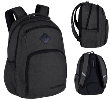 Plecak Szkolny młodzieżowy Coolpack czarny A4 kieszenie pojemny + plan