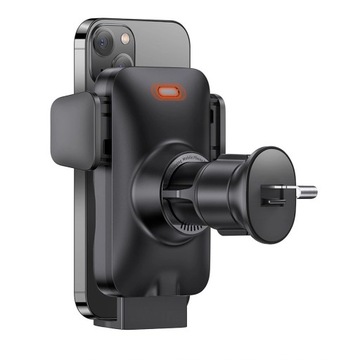 Автомобильный держатель для телефона с индуктивным зарядным устройством Baseus Wisdom на решетке