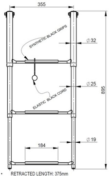 ЛЕСТНИЦА ТЕЛЕСКОПИЧЕСКАЯ 3s, НЕРЖАВЕЮЩАЯ, VETUS 25632