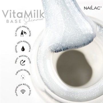 Гибридная база с частицами для ногтей Nailac 7 мл VitaMilk Shimmer