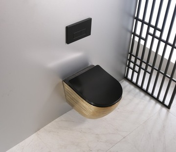 ЗОЛОТОЙ ПОДВЕСНОЙ УНИТАЗ + МАТОВОЕ ЧЕРНОЕ СИДЕНЬЕ G05B