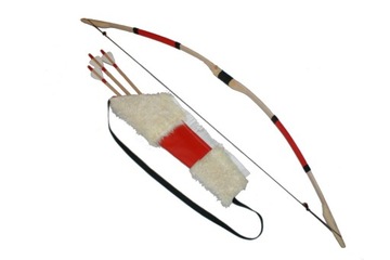 Łuk drewniany 115 biało-czerwony kołczan 3 strzały