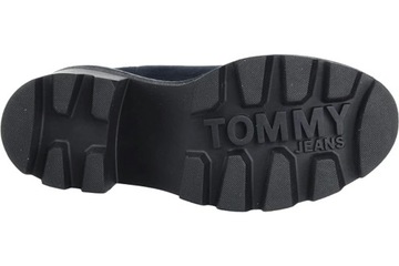 Botki czarne Tommy Hilfiger skórzane zasuwsuwane buty na obcasie r 41