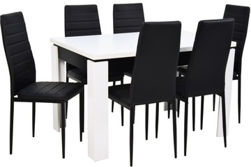 Biały Stół kuchenny 80x120 i 6 krzeseł z EKOSKÓRY
