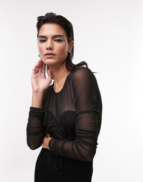 Topshop Limited Edition Czarne body ze zdobionym biustem S