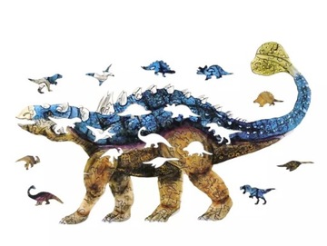 Puzzle drewniane w pudełku 90 szt dinozaur dino