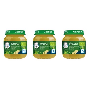 GERBER ORGANIC Obiadek Zielony groszek, brokuły, cukinia 3x125g