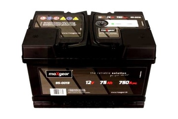 MAXGEAR AKUMULATOR 12V 75AH 750A L- 278X175X175 Z OCZKIEM KONTROLNYM