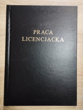 Czarna okładka kanałowa AA ze złotym nadrukiem PRACA LICENCJACKA