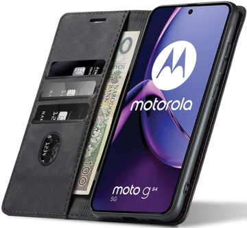 ETUI SKÓRZANE MAGNETYCZNE DO MOTOROLA MOTO G84 5G +SZKŁO