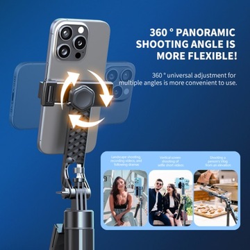 Bluetooth Selfie Stick Double Phone Clip Tripod Stand