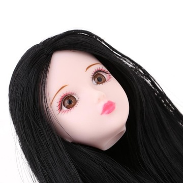 1/6 форма для резьбы по голове BJD с набором для макияжа для лица с черными волосами