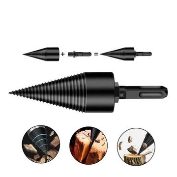 Шнек для колки дров, дрель, конус колки, 2 адаптера