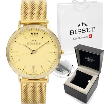 Szwajcarski zegarek męski Bisset mesh +BOX +GRAWER