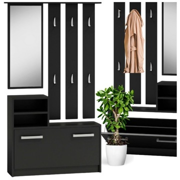 GARDEROBA CZARNA Przedpokój SZAFKA WIESZAK SZAFA na BUTY CZERŃ PRZEDPOKOJU