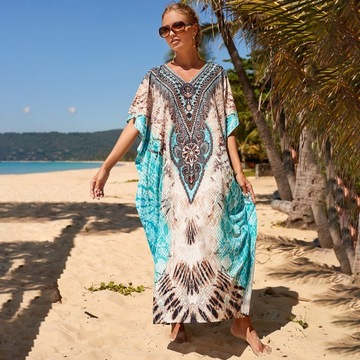 PAREO na plażę PLAŻOWE długa LETNIA sukienka PLAŻOWA narzutka tunika BOHO