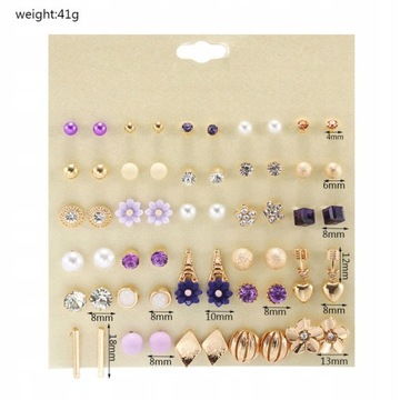 30Pairs/Sets Women Mixed Crystal Small Stud E