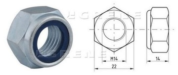 98514 Самоконтрящаяся гайка M14 x 2,00 / упаковка 50 шт.