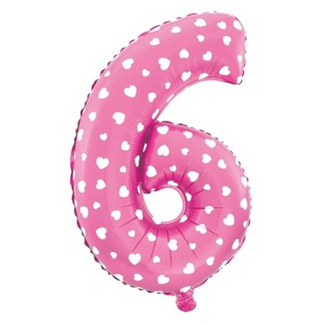 Cyfra Cyferka 6 Sześć Różowa 40 Cm Różowy Balony