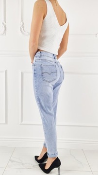 M. Sara - Premium Performance - Jeansy spodnie damskie wysoki stan MOM FIT