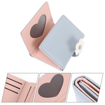 Mały niebieski portfel-karta z kwiatkiem Miss