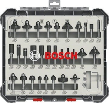 BOSCH ZESTAW FREZÓW DO DREWNA 30 SZTUK UCHWYT 8 MM