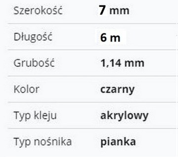 dwustronna taśma klejąca akrylowa 3M czarna 7mm