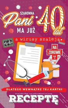 Na 40 urodziny dla Kobiety kartka z receptą JCX48