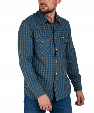 Wrangler koszula w kratkę na zatrzaski regular fit 4XL granatowy