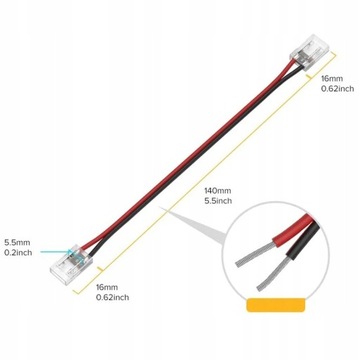 Разъем 14 см для светодиодных лент COB Соединительный зажим 8 мм быстрый монтаж, двусторонний