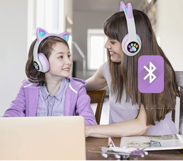 БЕСПРОВОДНЫЕ НАУШНИКИ ДЕТСКИЕ КОШАЧЬИ УШИ RGB