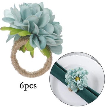 6 колец для салфеток с цветами