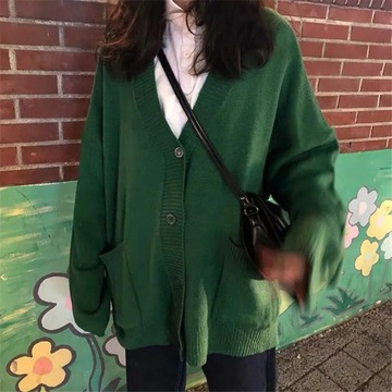 Autumn Winter Elegant Green Brown White Black Swea