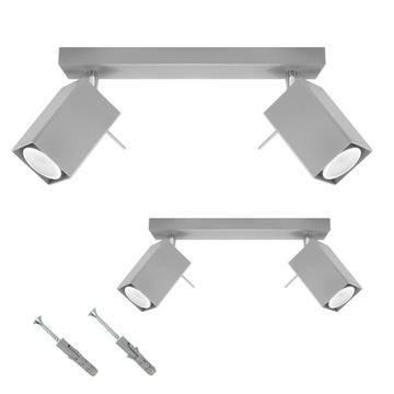 Lampa ścienna szara KINKIET kwadrat 2xGU10 LED regulowany do kuchni biura