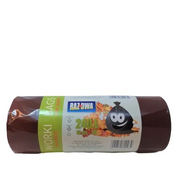 Brązowe worki na koszoną trawę bioodpady 240L x10 MOCNE SOLIDNE