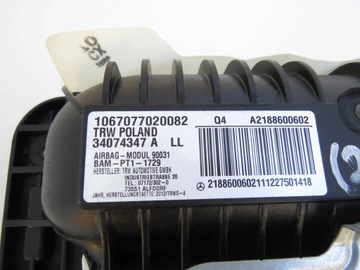 AIRBAG ULOŽENÍ VZDUCHOVÁ SPOLUJEZDCE DESKY A2188600602 MERCEDES CLS W218