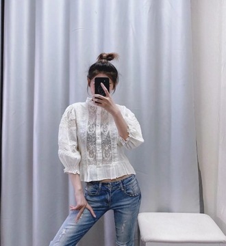 TEELYNN White lace shirts women 2020 Cotton Floral