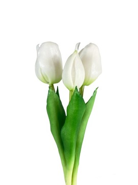 TULIPANY BIAŁE BUKIET 3 jak żywe SILIKONOWE KWIATY
